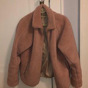 Light pink teddy bear jacket.